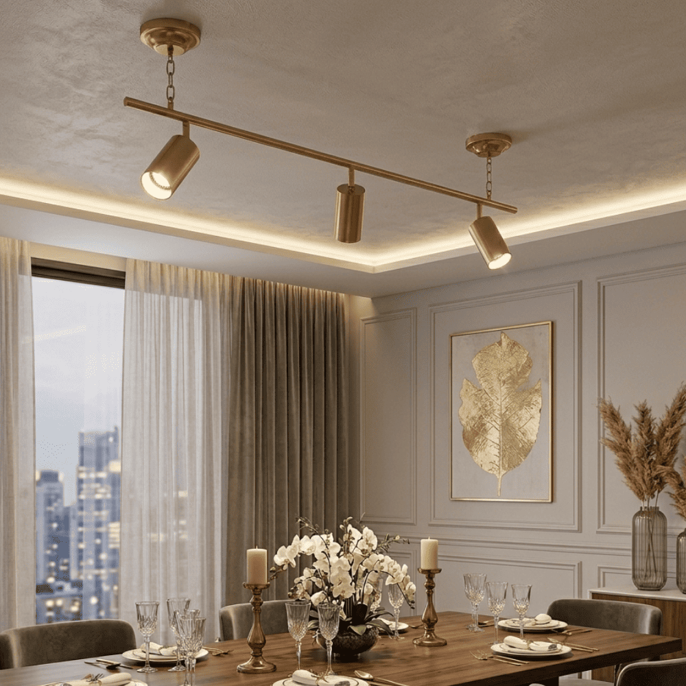 Glamorous, gold, ceiling lamp, designer, exclusive, three light points MODERN 3