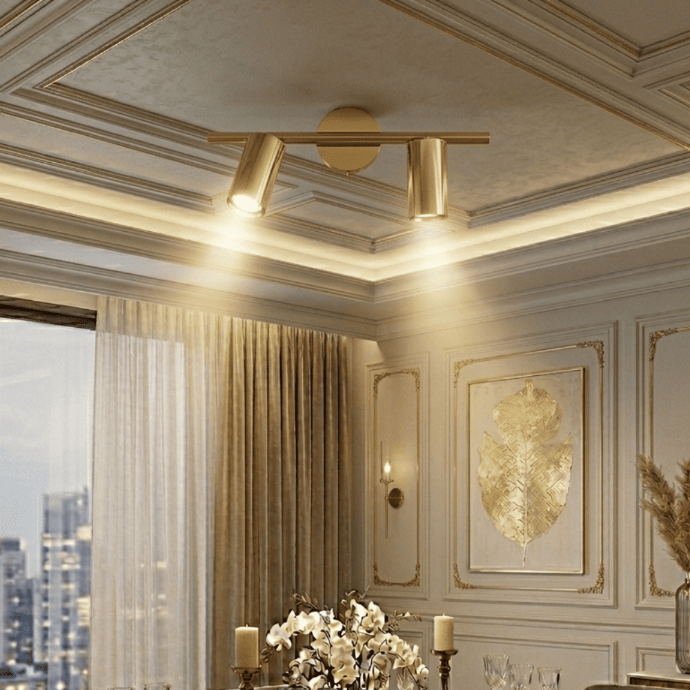 Glamorous, gold, ceiling lamp, designer, exclusive, two light points MODERN 2