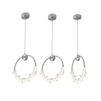 Modern chandelier MOON, glamour pendant lamp, silver, round, designer, exclusive, single, over the island