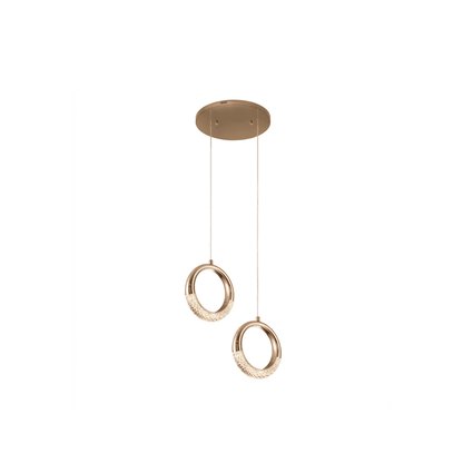 Crystal chandelier, glamor pendant lamp, gold, round, designer, exclusive, double, above the island ROUND DOUBLE