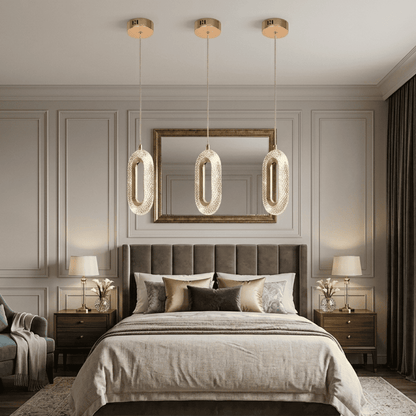 Modern chandelier, glamor pendant lamp, gold, designer, exclusive, single VALO SINGLE