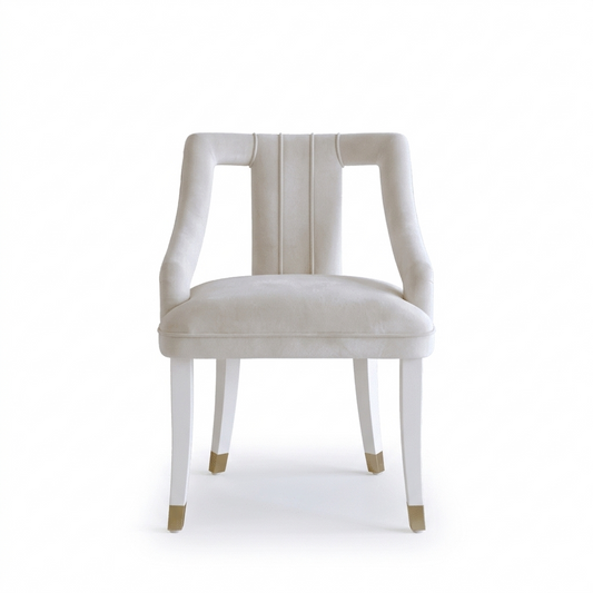 Exclusive glamorous dining chair, beige, white PALACE