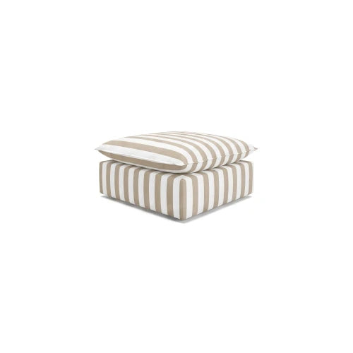 Mery 2 Outdoor Pouf with white and beige stripes