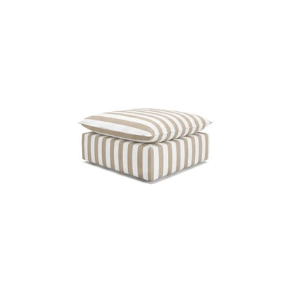 Mery 2 Outdoor Pouf with white and beige stripes