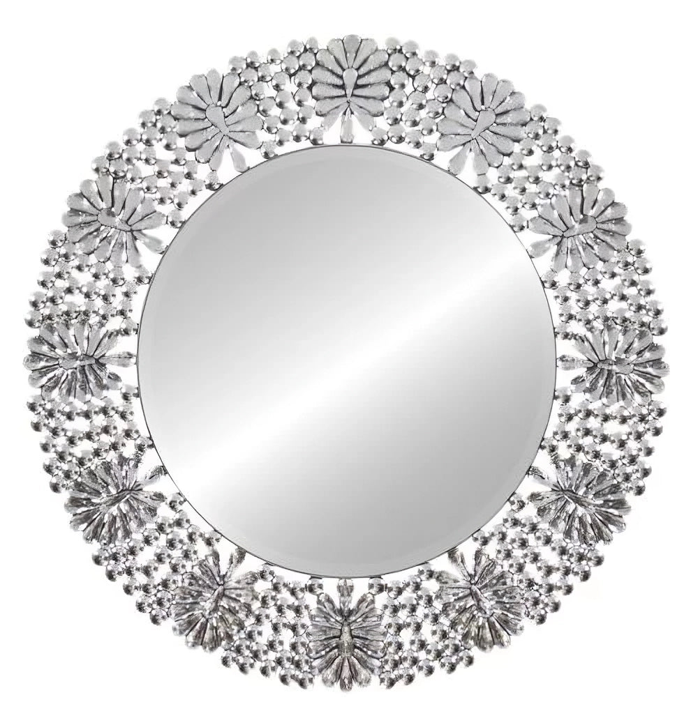 Greisy Round Silver Mirror
