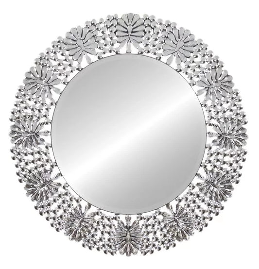 Greisy Round Silver Mirror