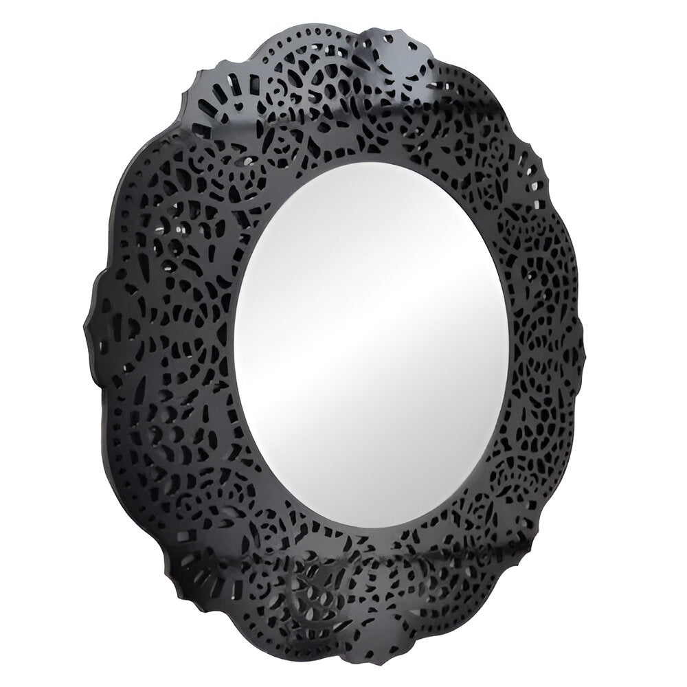 Osa Round Modern Mirror with an Openwork Wooden Frame
