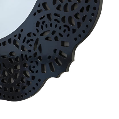 Osa Round Modern Mirror with an Openwork Wooden Frame