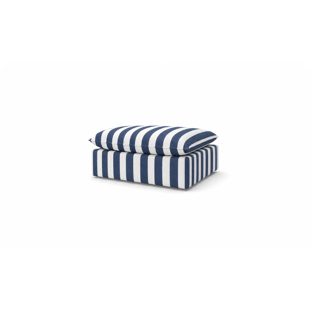 Mery Outdoor Pouf with white and navy blue stripes