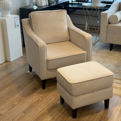 Creamy Upholstered footstool Pouf