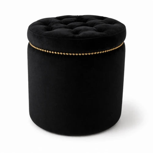 Royal Round quilted Pouffe with Gold Karo rivets