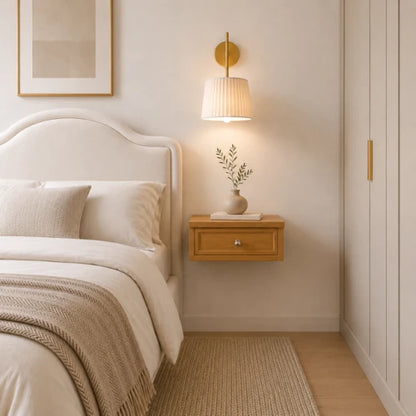 Nico natural oak suspended bedside Table