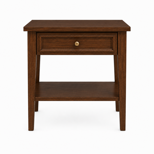 George walnut Wooden bedside Table with drawer and shelf