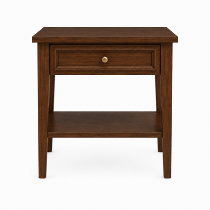George walnut Wooden bedside Table with drawer and shelf