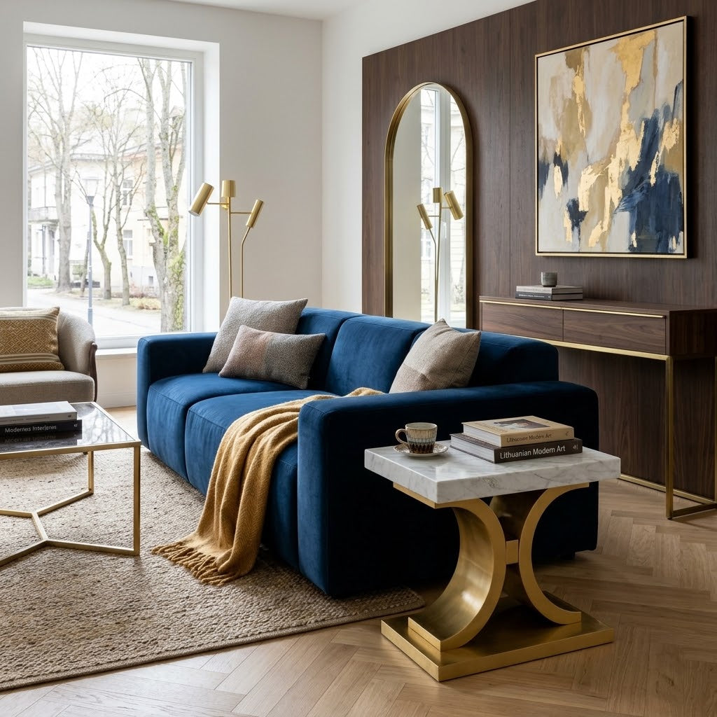 Glamour white side Table with gold top