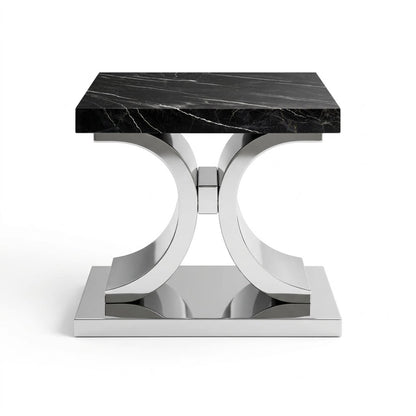 Glamour silver side Table with top black