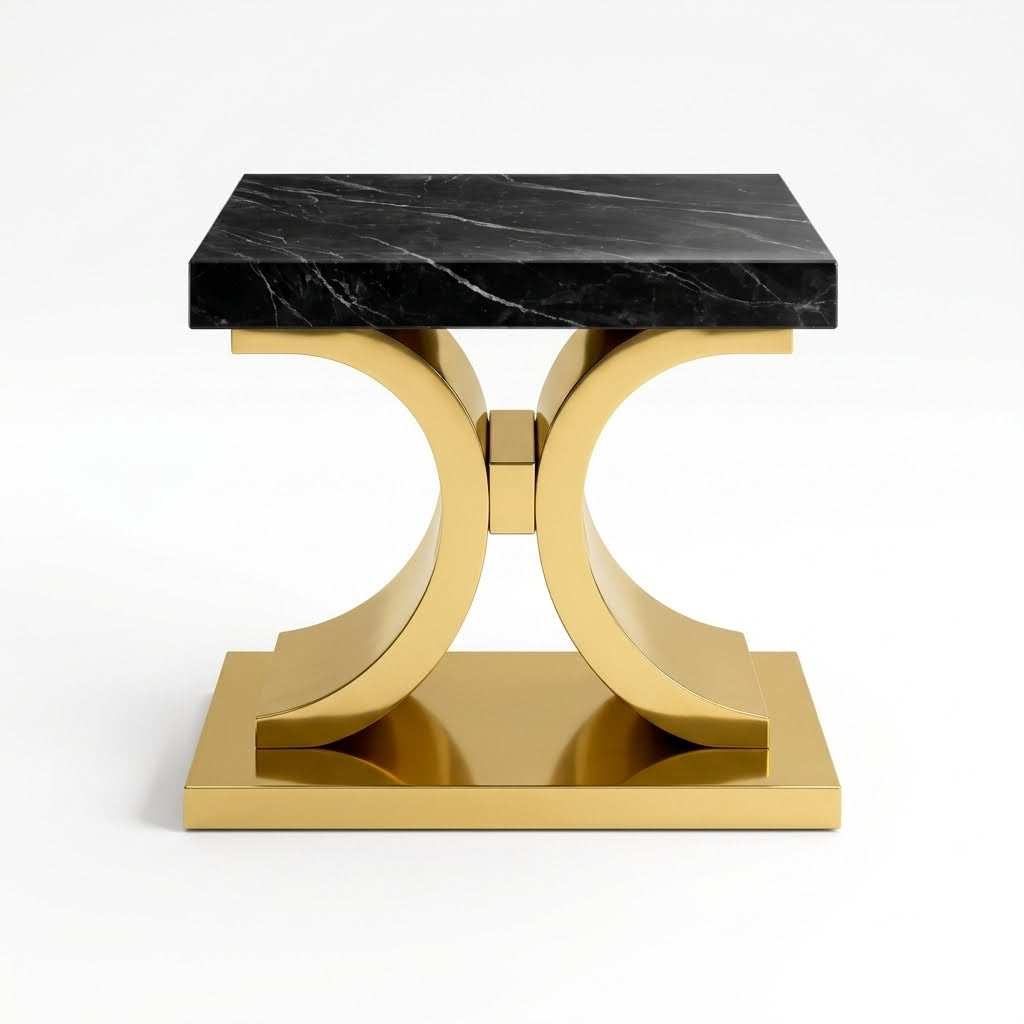 Glamour  gold side Table with top black