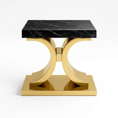 Glamour  gold side Table with top black