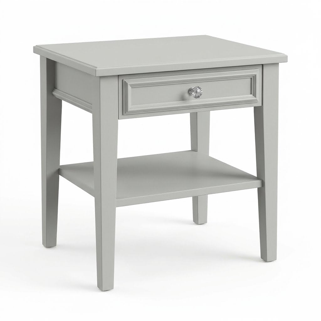 Seily white bedside Table with shelf