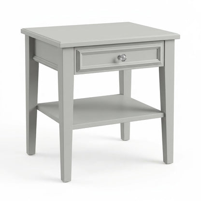 Seily white bedside Table with shelf